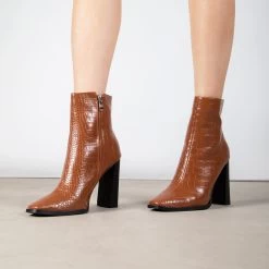RAID Keena Ankle Boot In Tan Croc 9 RAID Keena Ankle Boot In Tan Croc -Chic Shoes Shop Keena Tan 1