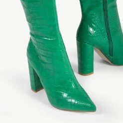RAID Kenia Long Boot In Green -Chic Shoes Shop Kenia Geen Croc 5