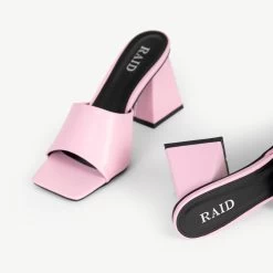 RAID Khloe Block Heeled Mule In Pink -Chic Shoes Shop Khloe Pink 5