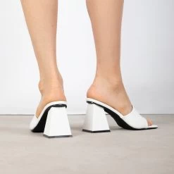 RAID Khloe Block Heeled Mule In White 9 RAID Khloe Block Heeled Mule In White -Chic Shoes Shop Khloe White 1