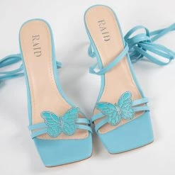 RAID Kinny Lace Up Heel In Baby Blue -Chic Shoes Shop Kinny Blue 4