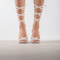 RAID Kinny Lace Up Heel In White -Chic Shoes Shop Kinny White 1