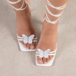 RAID Kinny Lace Up Heel In White -Chic Shoes Shop Kinny White 2