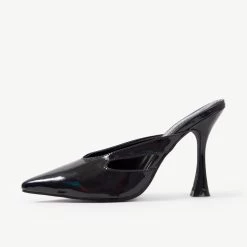 RAID Kinsley Heeled Mule In Black Holographic -Chic Shoes Shop Kinsley Black 4