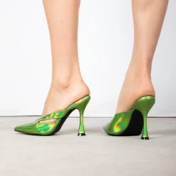 RAID Kinsley Heeled Mule In Green Holographic 10 RAID Kinsley Heeled Mule In Green Holographic -Chic Shoes Shop Kinsley Green 2