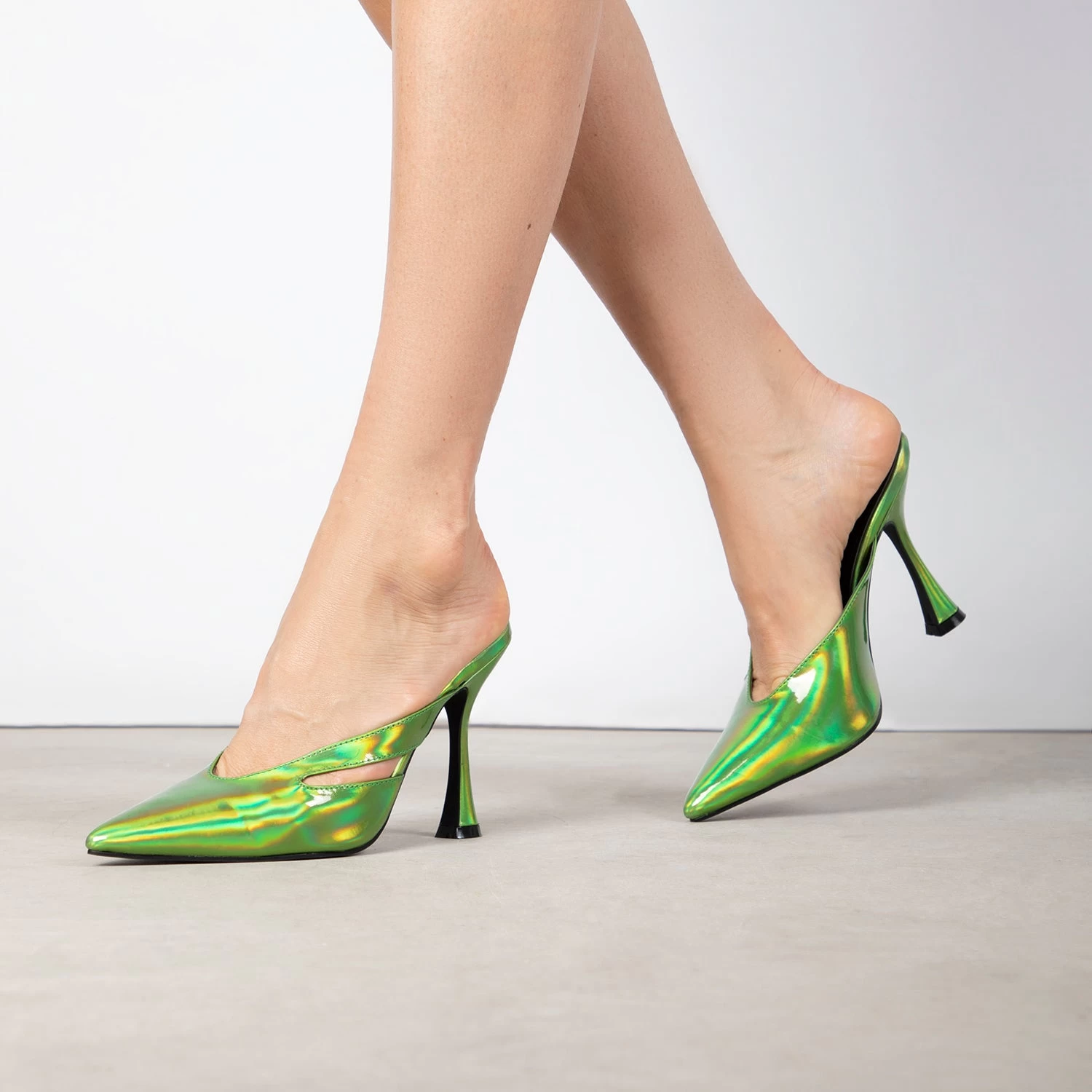 RAID Kinsley Heeled Mule In Green Holographic 6 RAID Kinsley Heeled Mule In Green Holographic - Image 4