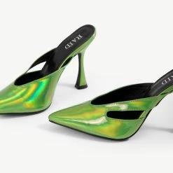 RAID Kinsley Heeled Mule In Green Holographic 12 RAID Kinsley Heeled Mule In Green Holographic -Chic Shoes Shop Kinsley Green 5