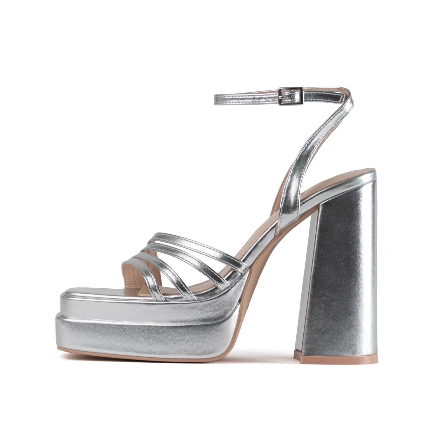 RAID Kylah Block Heeled Sandals In Silver 3 RAID Kylah Block Heeled Sandals In Silver