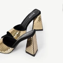 RAID Kyrah Heeled Mule In Gold -Chic Shoes Shop Kyrah Gold 5