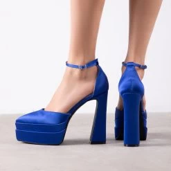 RAID Lavender Platform Heel In Blue -Chic Shoes Shop Lavender Blue 3.2