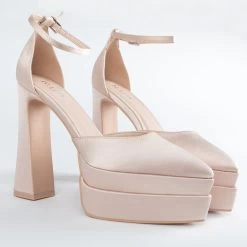RAID Lavender Platform Heel In Nude -Chic Shoes Shop Lavender Nude 4