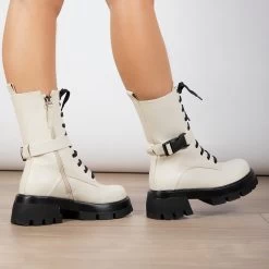 RAID Lenya Chunky Ankle Boot In Cream -Chic Shoes Shop Lenya Cream 3