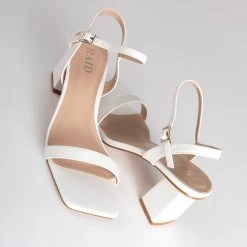 RAID Lilac Block Heeled Sandal In White 12 RAID Lilac Block Heeled Sandal In White -Chic Shoes Shop Lilac White 4