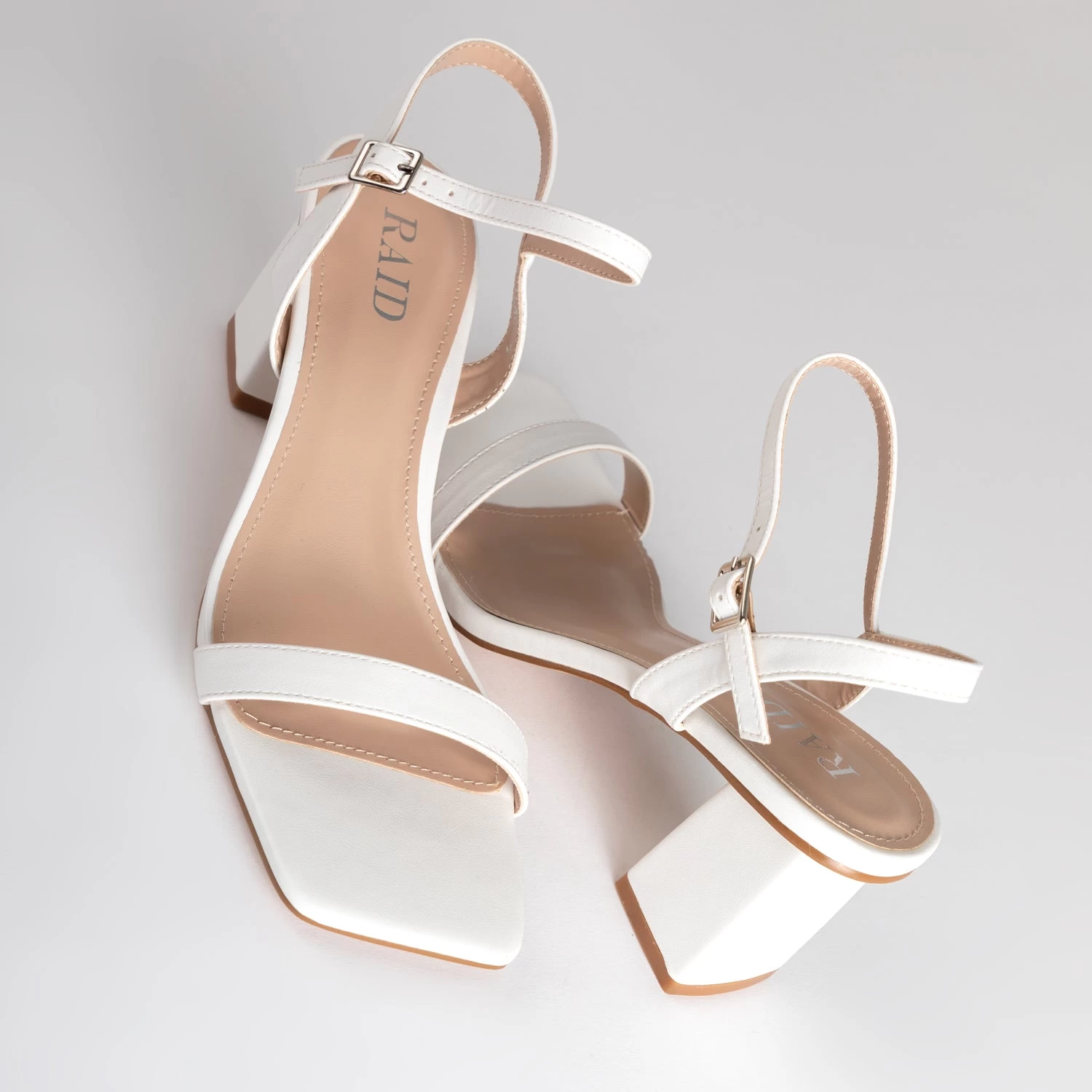 RAID Lilac Block Heeled Sandal In White 7 RAID Lilac Block Heeled Sandal In White - Image 5