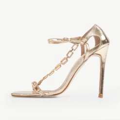 RAID Lovely Chained Heel In Gold -Chic Shoes Shop Lovely Gold 4