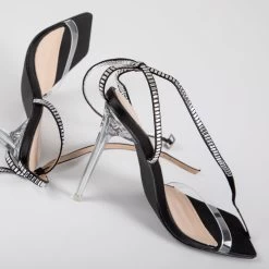 RAID Madrona Strappy Heel In Black Satin -Chic Shoes Shop Madrona Black 4