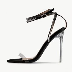 RAID Madrona Strappy Heel In Black Satin