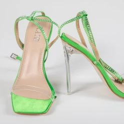 RAID Madrona Strappy Heel In Green Satin -Chic Shoes Shop Madrona Green 4