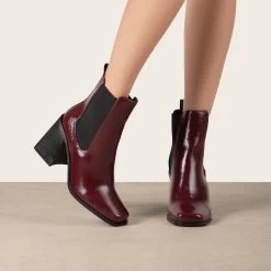 RAID Mariana Block Heeled Ankle Boots In Burgundy -Chic Shoes Shop Mariana Burgundy 2