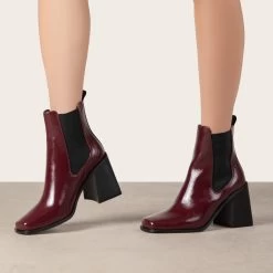 RAID Mariana Block Heeled Ankle Boots In Burgundy -Chic Shoes Shop Mariana Burgundy 3