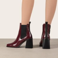 RAID Mariana Block Heeled Ankle Boots In Burgundy -Chic Shoes Shop Mariana Burgundy 4