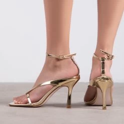 RAID Meeka Square Toe Post Sandal In Gold -Chic Shoes Shop Meeka Gold 3