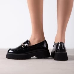 RAID Monster Chunky Flat Shoe In Black Croc -Chic Shoes Shop Monster Black 3