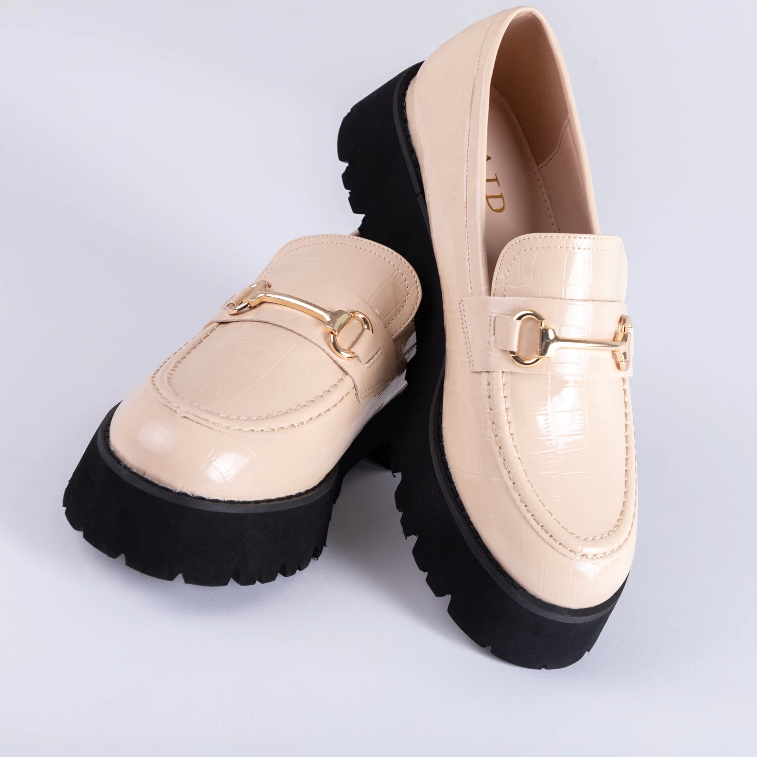 RAID Monster Chunky Flat Shoe In Nude Croc 7 RAID Monster Chunky Flat Shoe In Nude Croc - Image 5