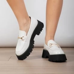 RAID Monster Chunky Flat Shoe In White -Chic Shoes Shop Monsterr White 3