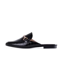 RAID Nancy Flat Mule In Black Croc -Chic Shoes Shop Nancy Black 5 66438cd4 0277 4e59 b369 27fc1a5274b9