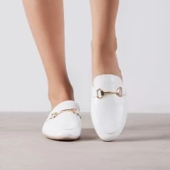 RAID Nancy Flat Mule In White Croc 11 RAID Nancy Flat Mule In White Croc -Chic Shoes Shop Nancy White 1