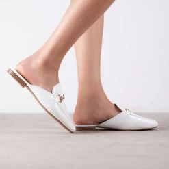 RAID Nancy Flat Mule In White Croc 10 RAID Nancy Flat Mule In White Croc -Chic Shoes Shop Nancy White 3