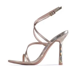 RAID Naveena Strappy Stiletto Heel In Gold Holographic -Chic Shoes Shop Naveena Gold 5 e6a7180a c6a4 4d83 a4f2 887519d8987c