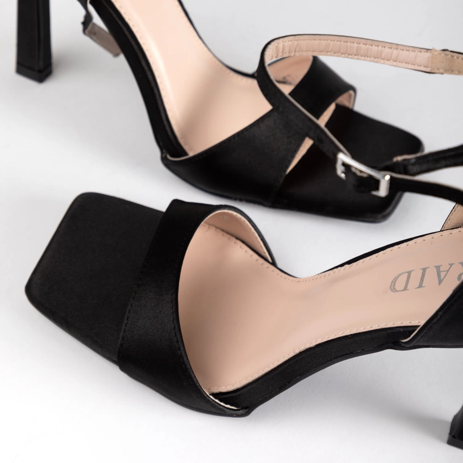 RAID Nethra Heeled Sandal In Black Satin 7 RAID Nethra Heeled Sandal In Black Satin - Image 5