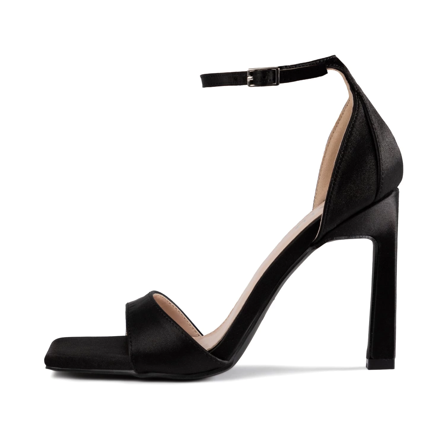 RAID Nethra Heeled Sandal In Black Satin 3 RAID Nethra Heeled Sandal In Black Satin