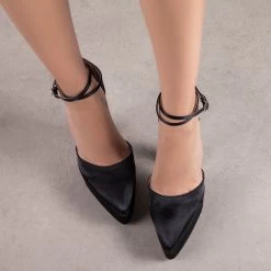 RAID Pearly Platform Heel Pump In Black Satin -Chic Shoes Shop Pearly Black 2