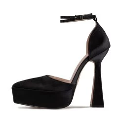 RAID Pearly Platform Heel Pump In Black Satin