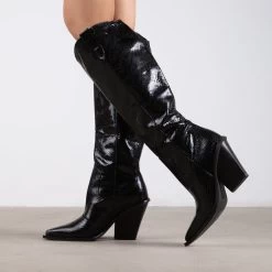 RAID Portland Long Boot In Black Snake -Chic Shoes Shop Portland Black 2