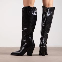 RAID Portland Long Boot In Black Snake -Chic Shoes Shop Portland Black 3