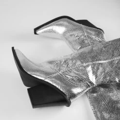 RAID Portland Long Boot In Silver Snake -Chic Shoes Shop Portland Silver 4
