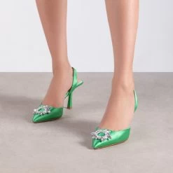RAID Punam Heeled Slingback In Green Satin 10 RAID Punam Heeled Slingback In Green Satin -Chic Shoes Shop Punam Green 1