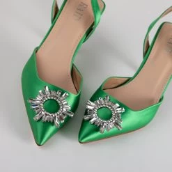 RAID Punam Heeled Slingback In Green Satin 12 RAID Punam Heeled Slingback In Green Satin -Chic Shoes Shop Punam Green 4
