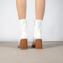 RAID Raffety Block Heeled Ankle Boot In White -Chic Shoes Shop Raffety White 3