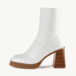 RAID Raffety Block Heeled Ankle Boot In White