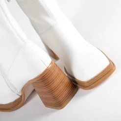 RAID Raffety Block Heeled Ankle Boot In White -Chic Shoes Shop Raffety White 5