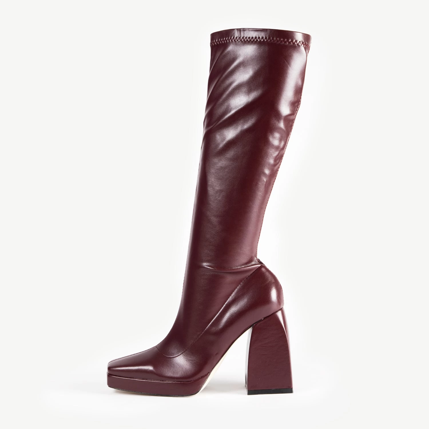 RAID Rainbow Block Heeled Long Boot In Burgundy 3 RAID Rainbow Block Heeled Long Boot In Burgundy