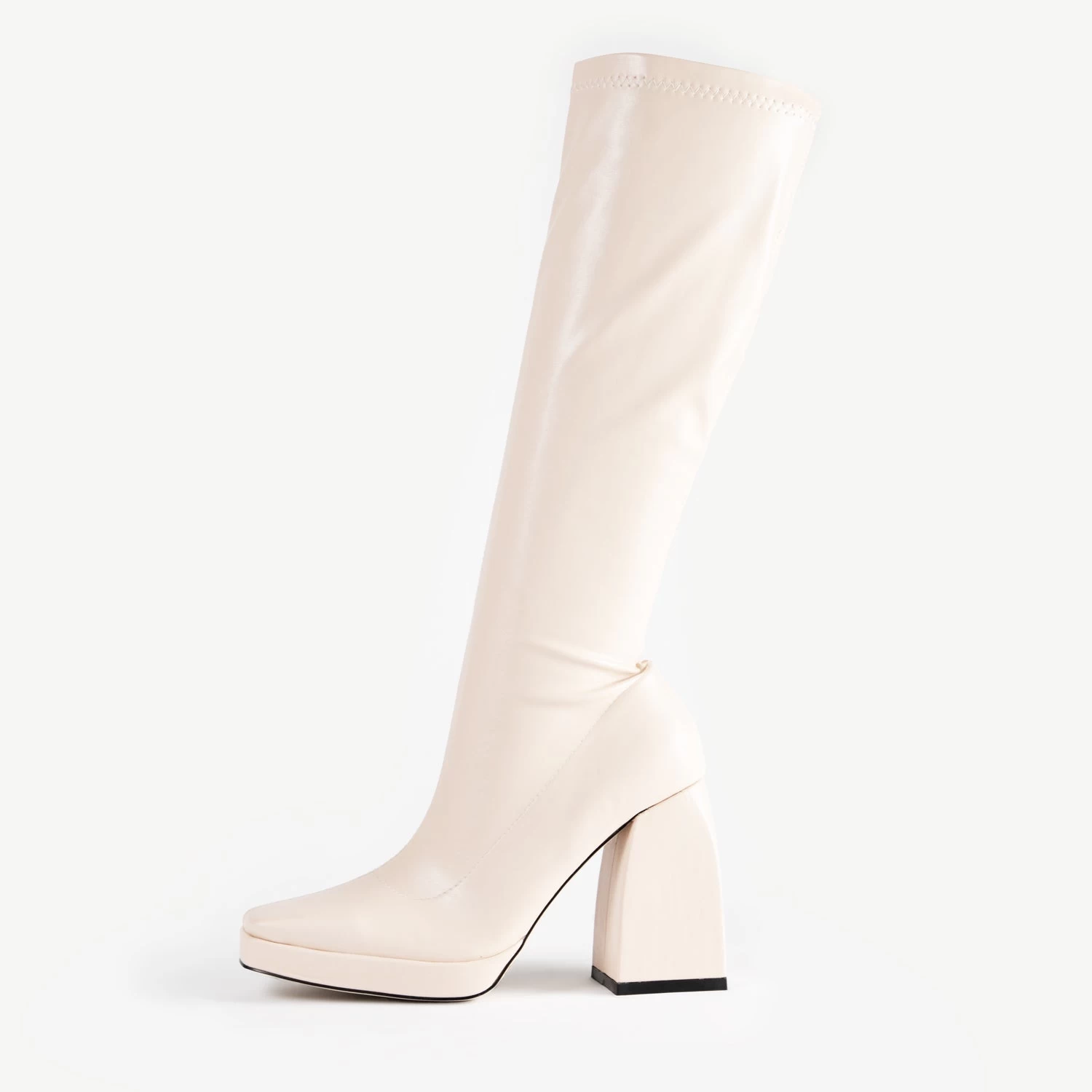 RAID Rainbow Block Heeled Long Boot In Cream 7 RAID Rainbow Block Heeled Long Boot In Cream - Image 5