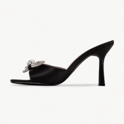 RAID Renee Heeled Mule In Black Satin