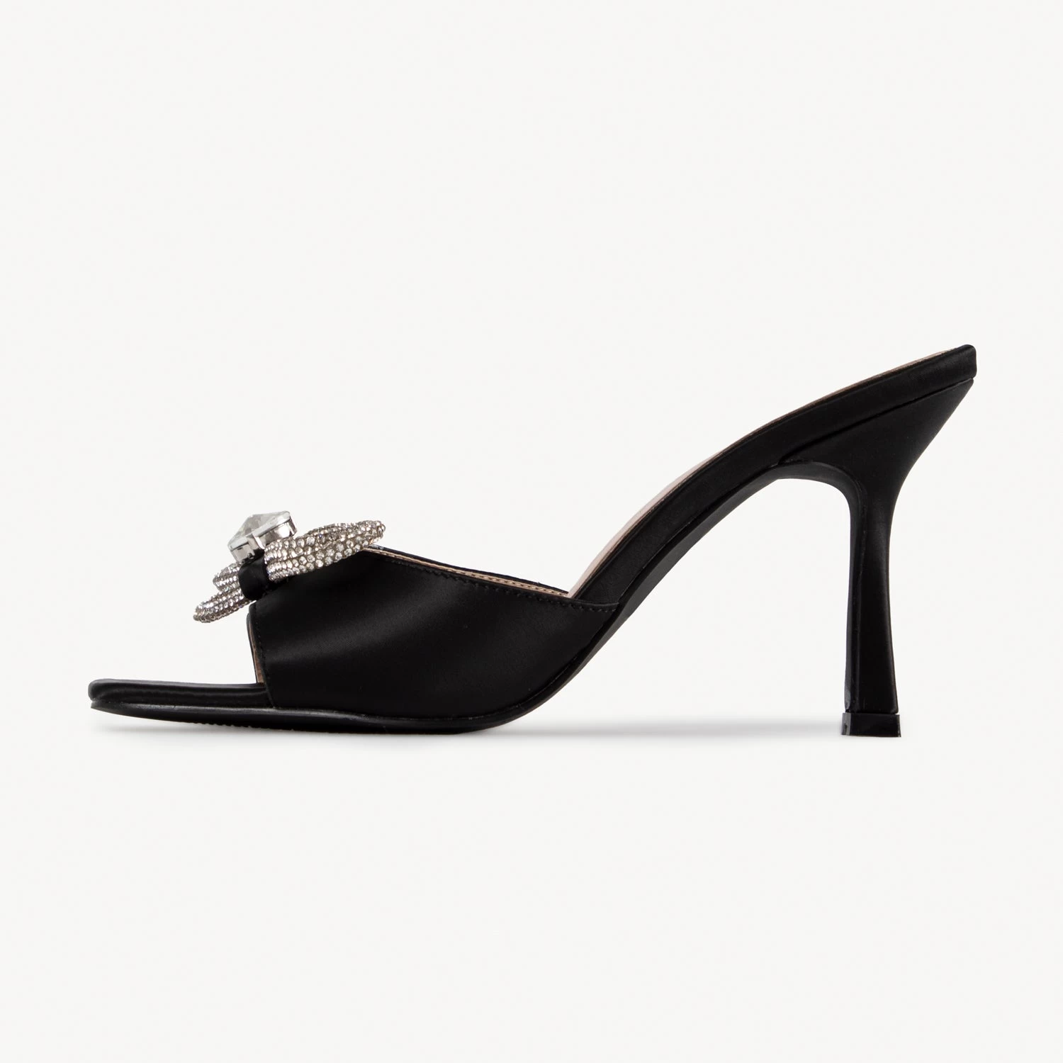 RAID Renee Heeled Mule In Black Satin 3 RAID Renee Heeled Mule In Black Satin