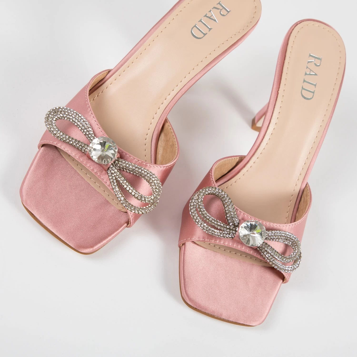 RAID Renee Heeled Mule In Baby Pink Satin 7 RAID Renee Heeled Mule In Baby Pink Satin - Image 5